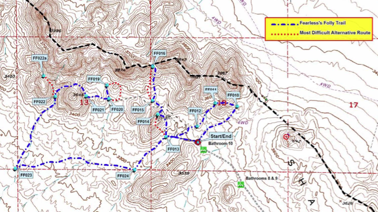 Fearless' Folly Trail Map